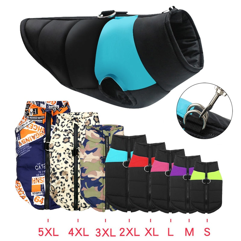 Padded Winter Warm Dog Waterproof Zipper Jacket