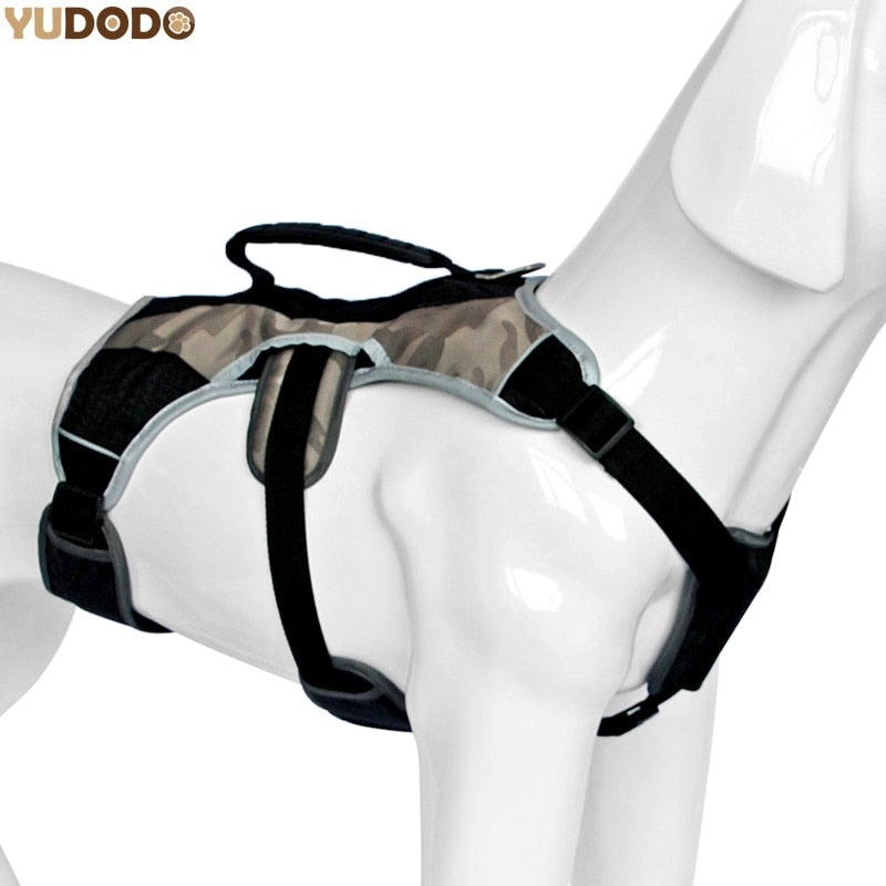 YUDODO Professional Nylon Large Dog Training Harness for Safety Reflective Adjustable Quick Control Harnesses