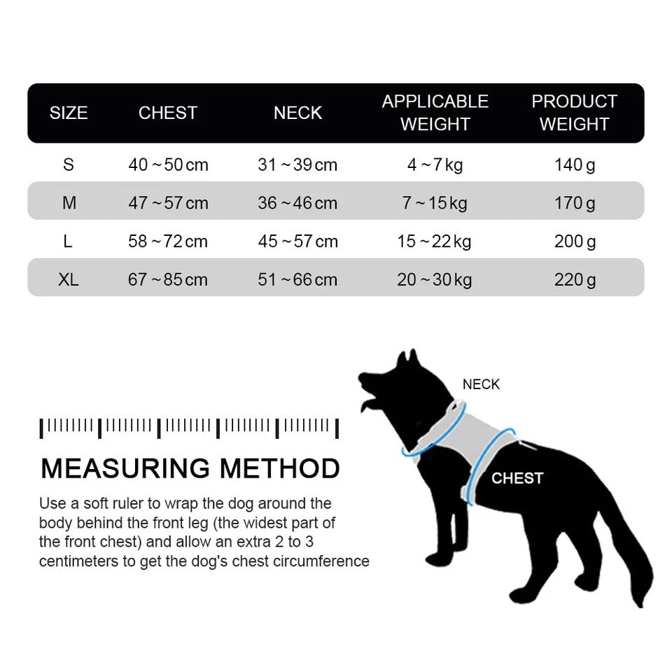 LED Luminous Dog Harness Light Up Dog Chest Strap Pet Safety Reflective