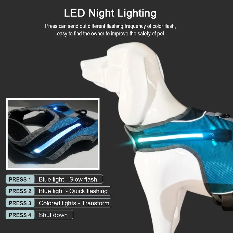 LED Luminous Dog Harness Light Up Dog Chest Strap Pet Safety Reflective