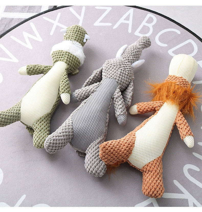 Plush Cartoon Puppy & Dog Chew Squeak Toys