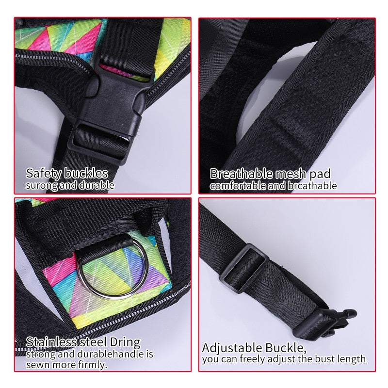 Personalised And Reflective Adjustable Dog Harness(Sizes: S-XL)