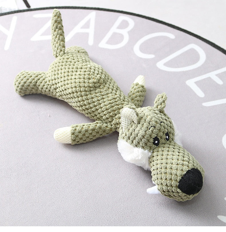 Plush Cartoon Puppy & Dog Chew Squeak Toys