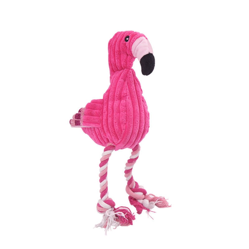 Teeth Cleaning Squeaky Interactive Cartoon Animal Flamingo Shaped Dog Chew