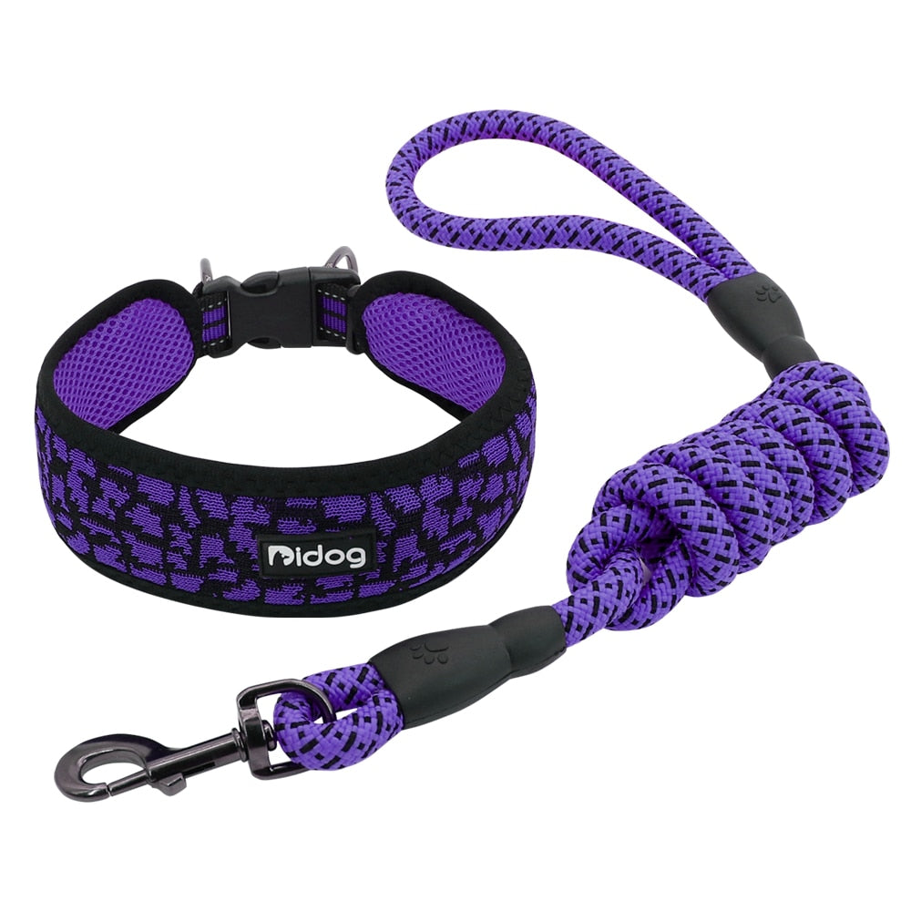 Nylon Mesh Dog Collar With Rope lead(For M/L/XL dogs)