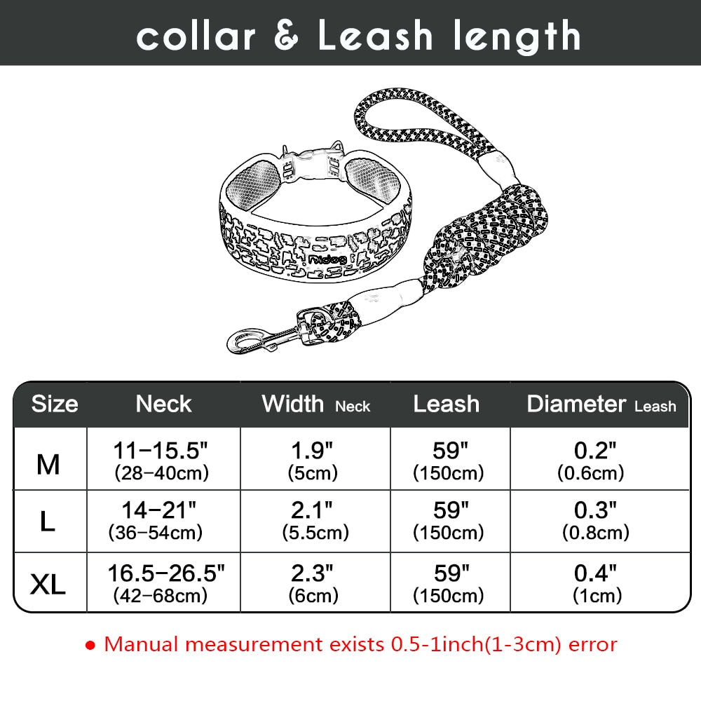 Nylon Mesh Dog Collar With Rope lead(For M/L/XL dogs)