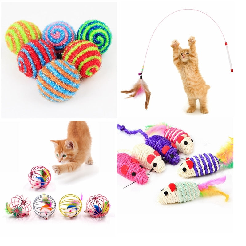 Cats Toy Stick Feather Wand With Various Accessories for Interactive Play