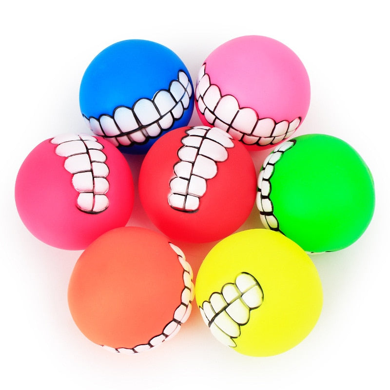 Funny Silicone Dog Ball Chew & Tooth Cleaning Squeaky