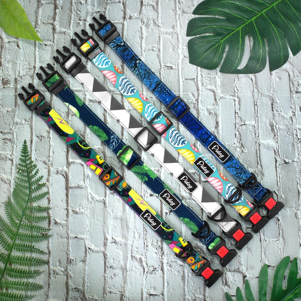 Fashion Nylon Dog Collar with Safety Buckle Soft Printed Collar Adjustable