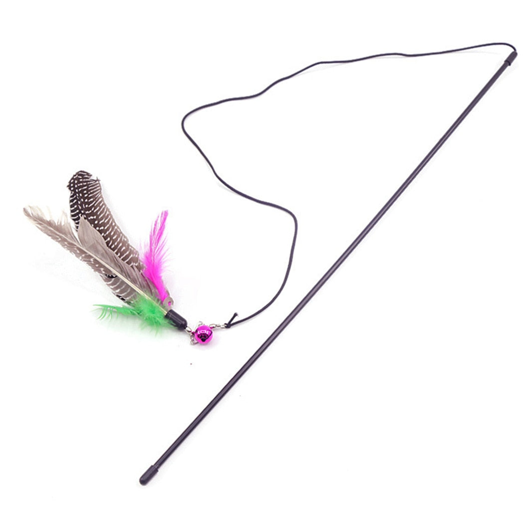 Cats Toy Stick Feather Wand With Various Accessories for Interactive Play