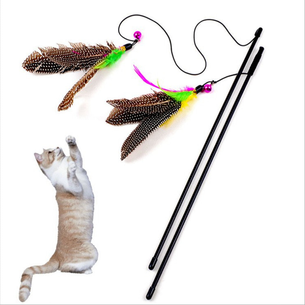 Cats Toy Stick Feather Wand With Various Accessories for Interactive Play