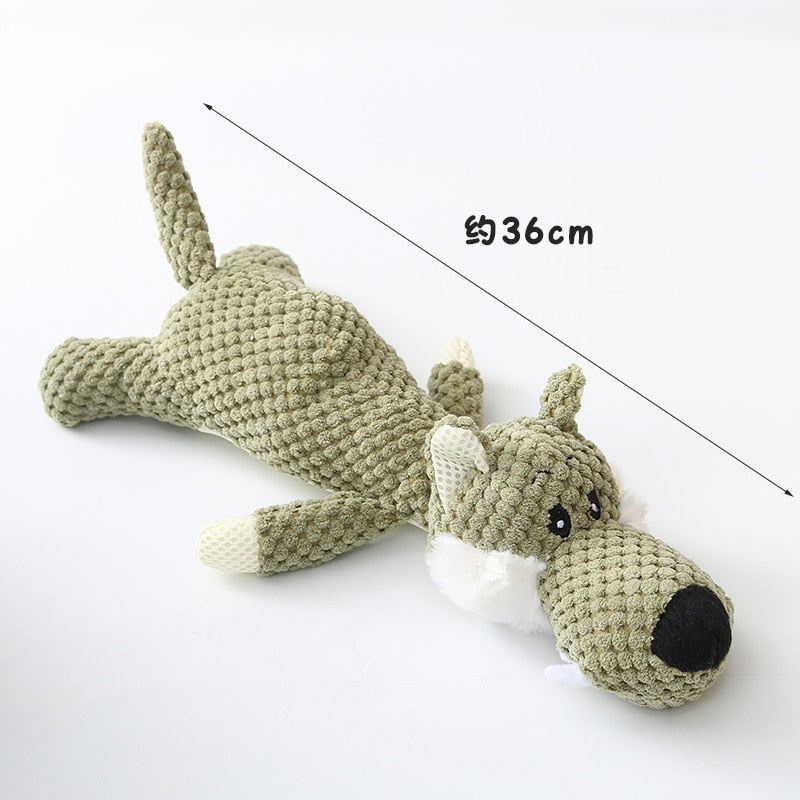 Plush Cartoon Puppy & Dog Chew Squeak Toys