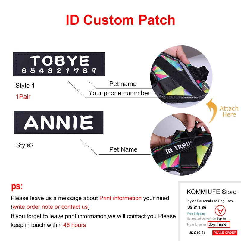 Personalised And Reflective Adjustable Dog Harness(Sizes: S-XL)