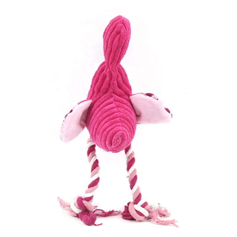 Teeth Cleaning Squeaky Interactive Cartoon Animal Flamingo Shaped Dog Chew