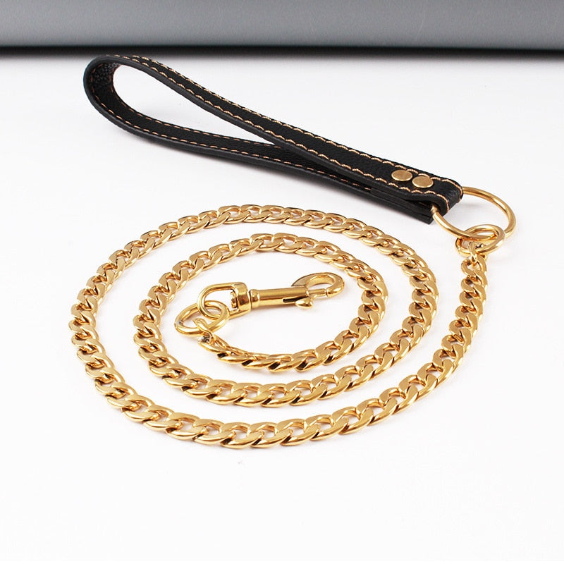 Gold Chain Dog Lead Stainless Steel
