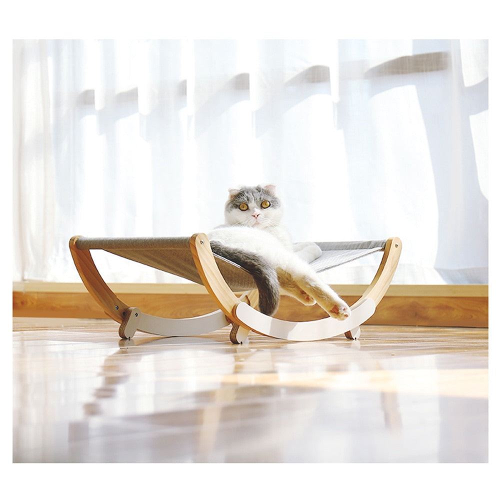 Pet Cat's Lounger Bed Wood Hammock