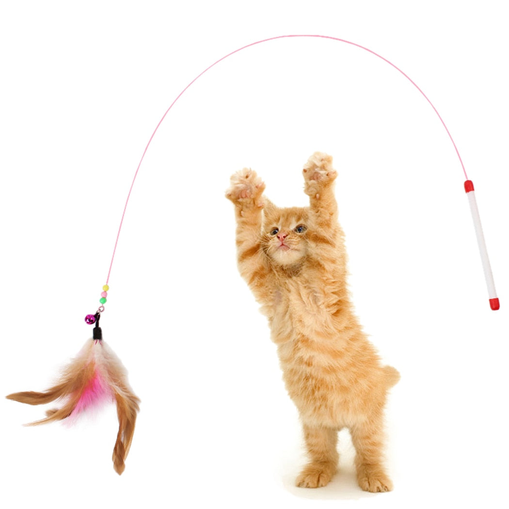 Cats Toy Stick Feather Wand With Various Accessories for Interactive Play