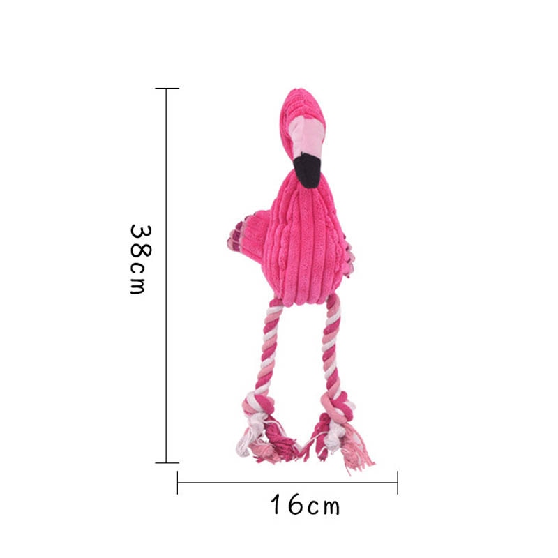 Teeth Cleaning Squeaky Interactive Cartoon Animal Flamingo Shaped Dog Chew