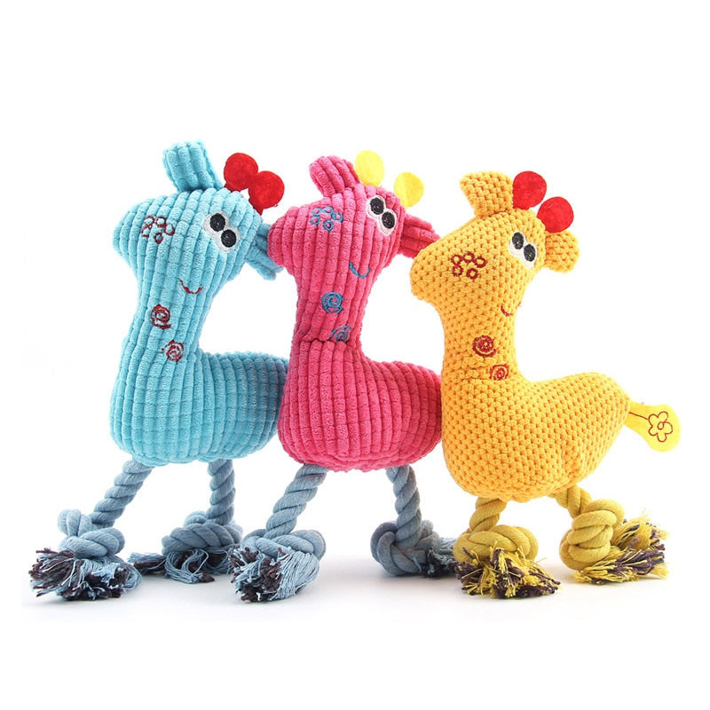 Teeth Cleaning Squeaky Interactive Cartoon Animal Flamingo Shaped Dog Chew