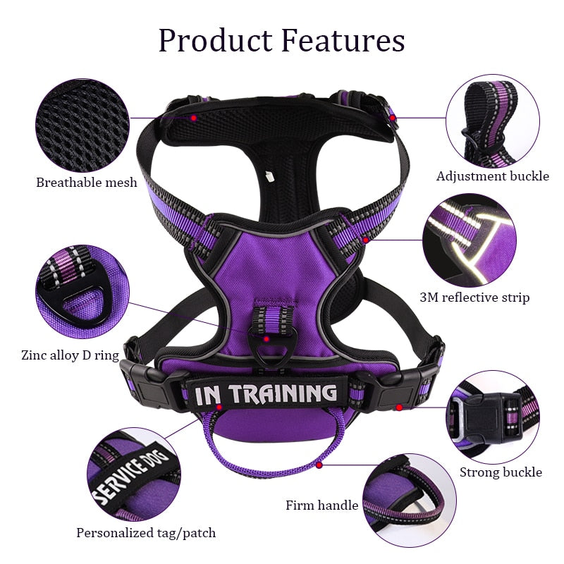 Nylon Adjustable Dog Harness Personalized Reflective Breathable