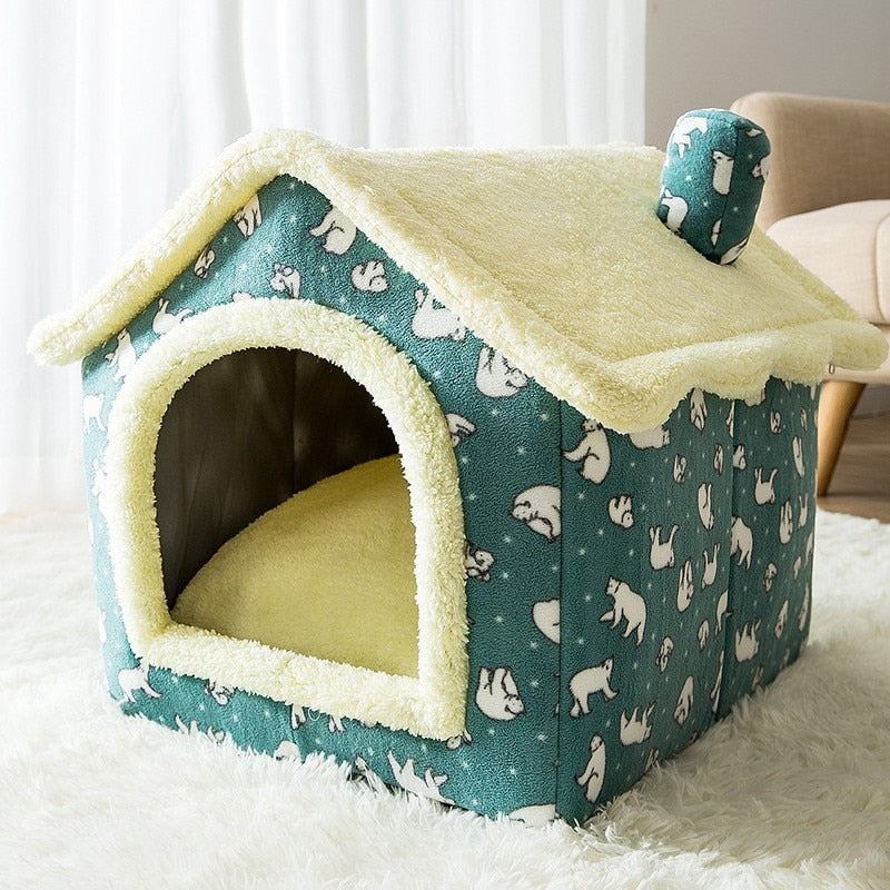 Soft Cat Bed Deep Sleep Cat House with Removable Cushion Enclosed Tent For Kittens