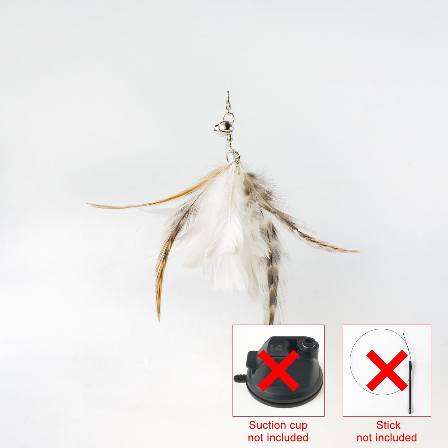 Hand free Bird/Feather Cat Wand with Bell & Powerful Suction Cup