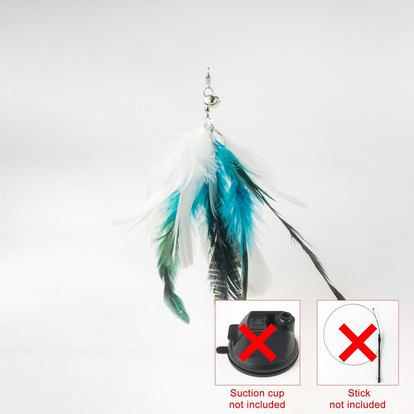 Hand free Bird/Feather Cat Wand with Bell & Powerful Suction Cup