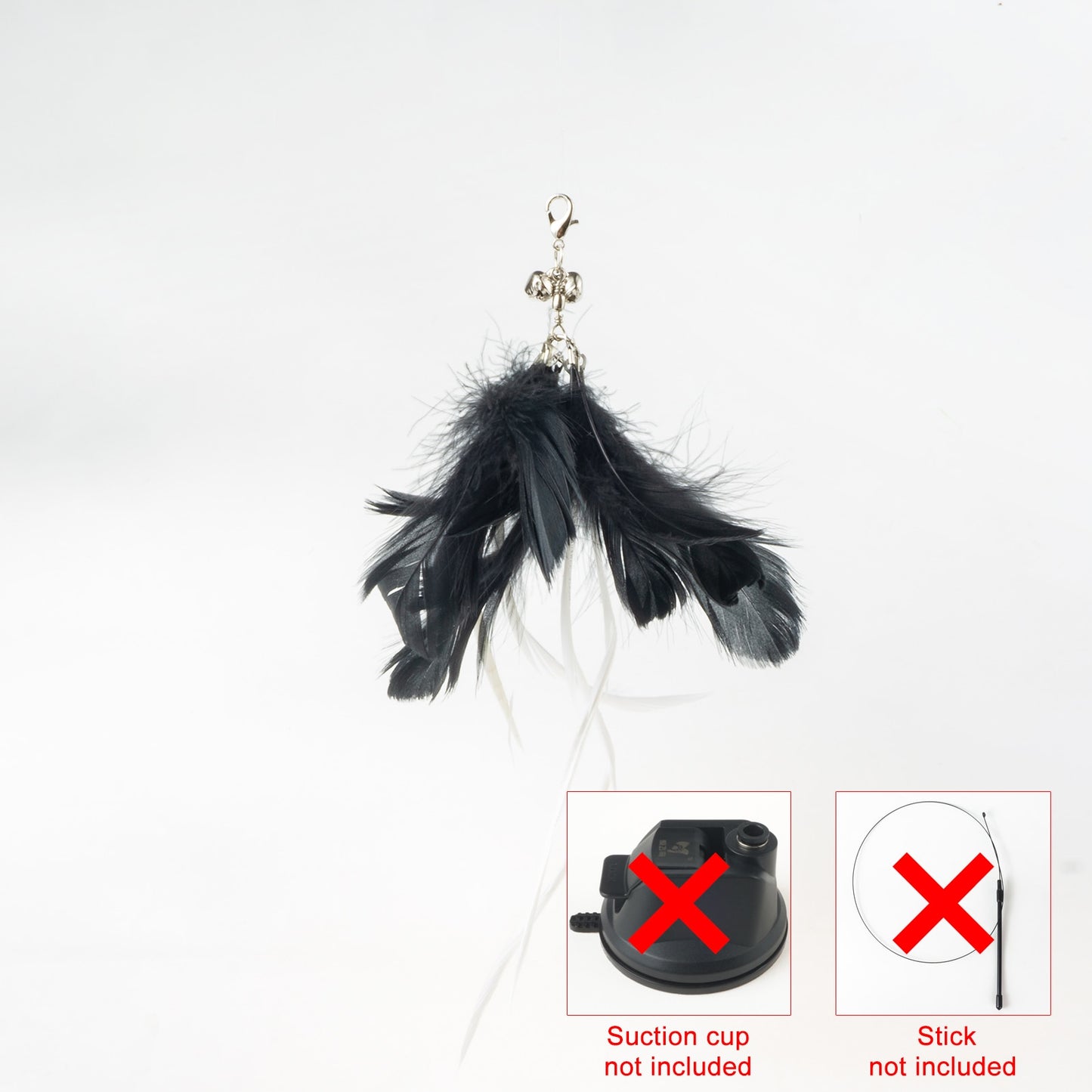 Hand free Bird/Feather Cat Wand with Bell & Powerful Suction Cup