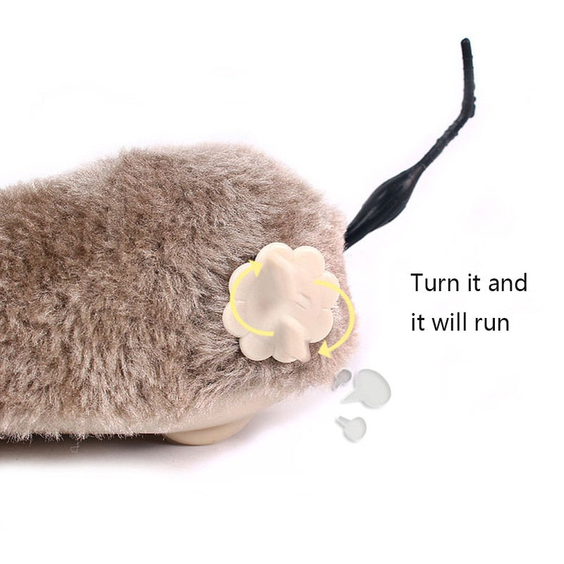 Clockwork Spring Power Plush Mouse Toy For Cats Dogs Kittens & Pups