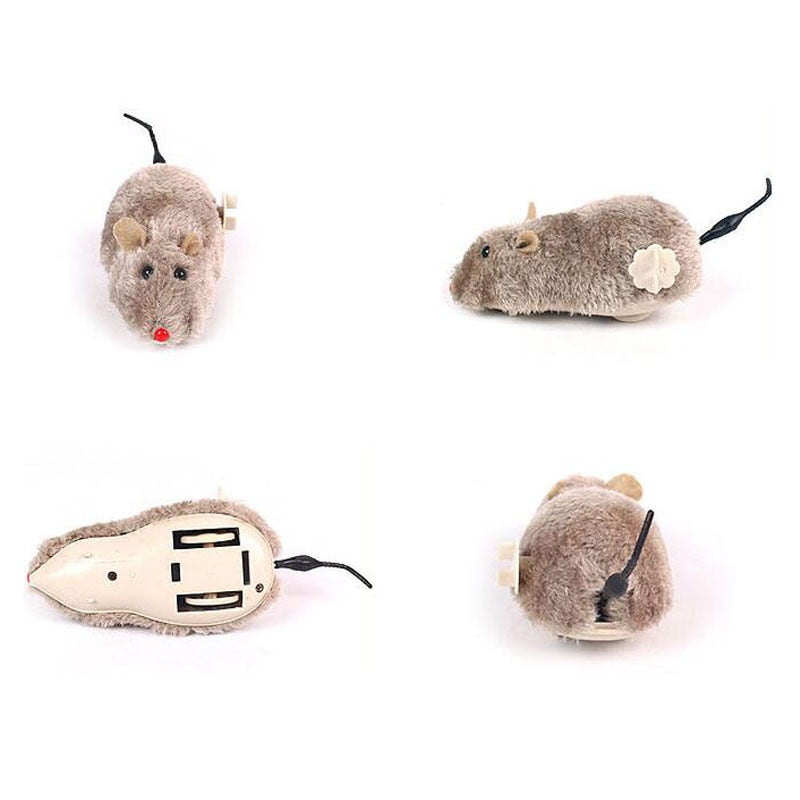 Clockwork Spring Power Plush Mouse Toy For Cats Dogs Kittens & Pups