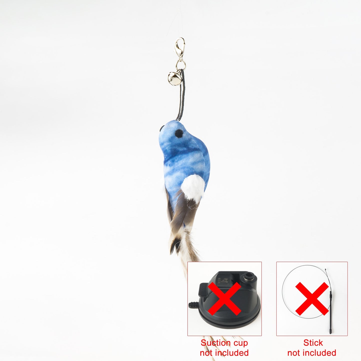 Hand free Bird/Feather Cat Wand with Bell & Powerful Suction Cup