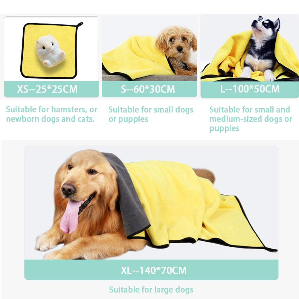 Quick-drying Dog and Cat Towels Soft Fiber Absorbent