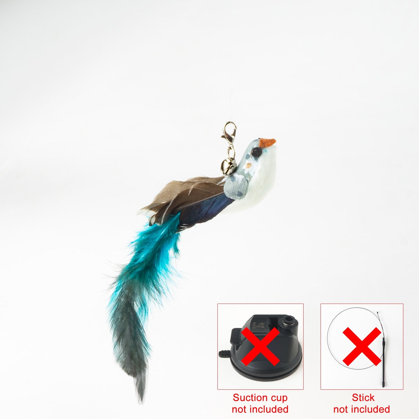 Hand free Bird/Feather Cat Wand with Bell & Powerful Suction Cup