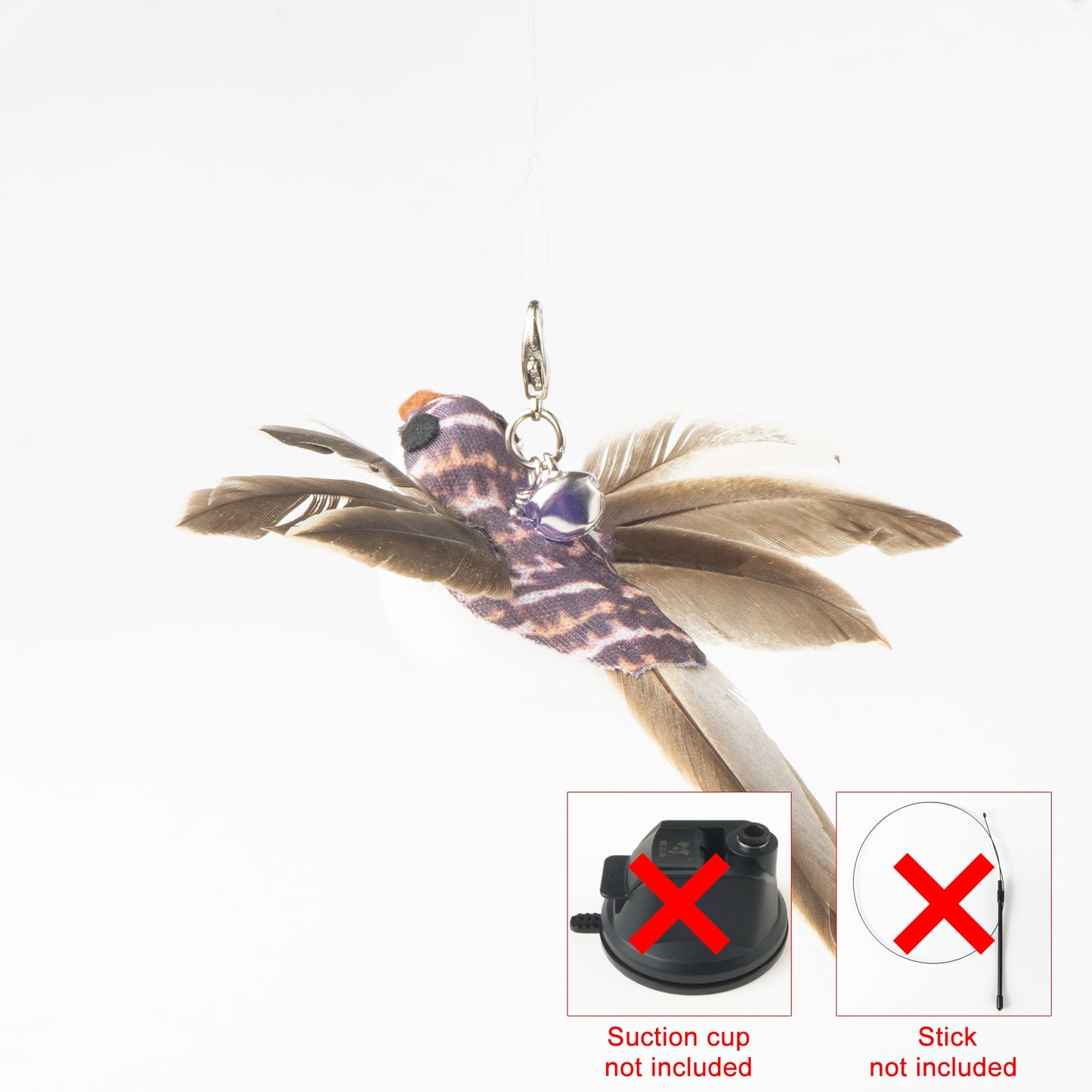 Hand free Bird/Feather Cat Wand with Bell & Powerful Suction Cup