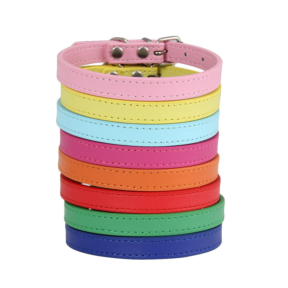 Colorful Leather Cat Collar Name Personalized