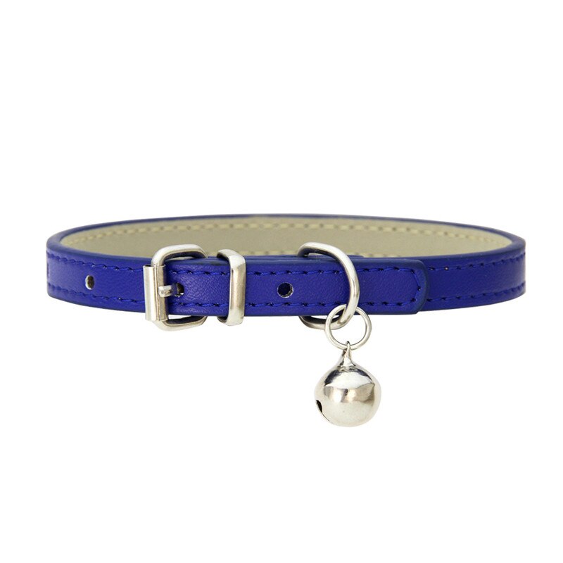 Small Leather Dog/Cat Collar with Bell Adjustable Straps