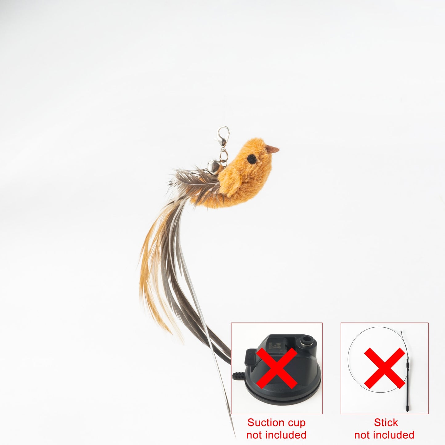 Hand free Bird/Feather Cat Wand with Bell & Powerful Suction Cup