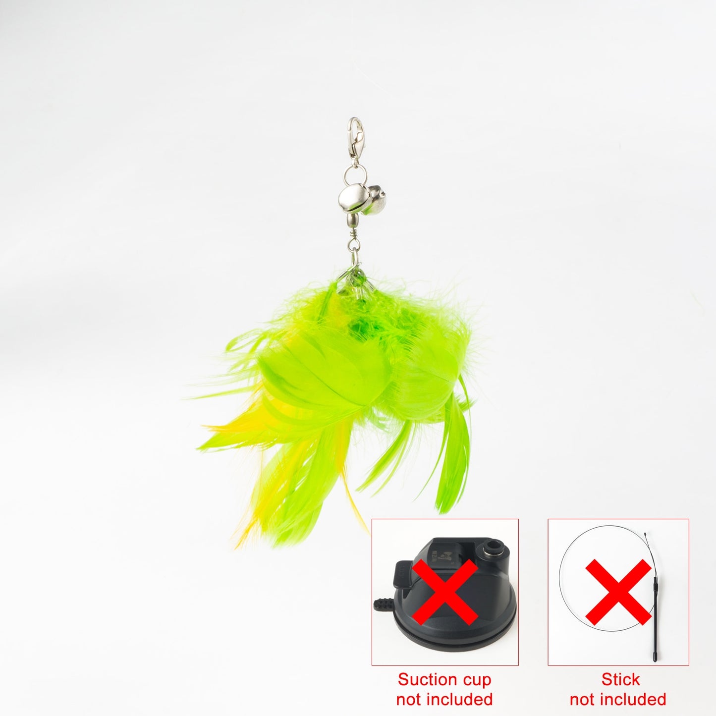 Hand free Bird/Feather Cat Wand with Bell & Powerful Suction Cup