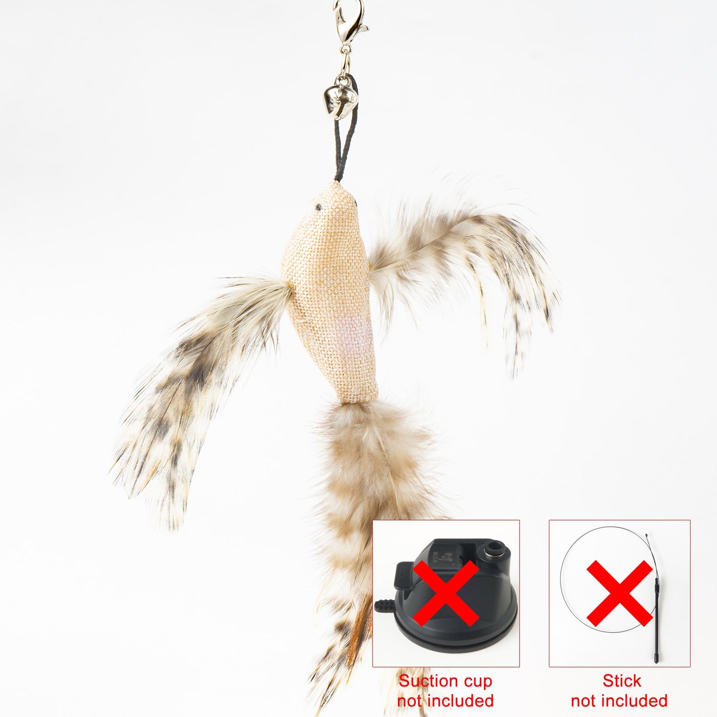 Hand free Bird/Feather Cat Wand with Bell & Powerful Suction Cup