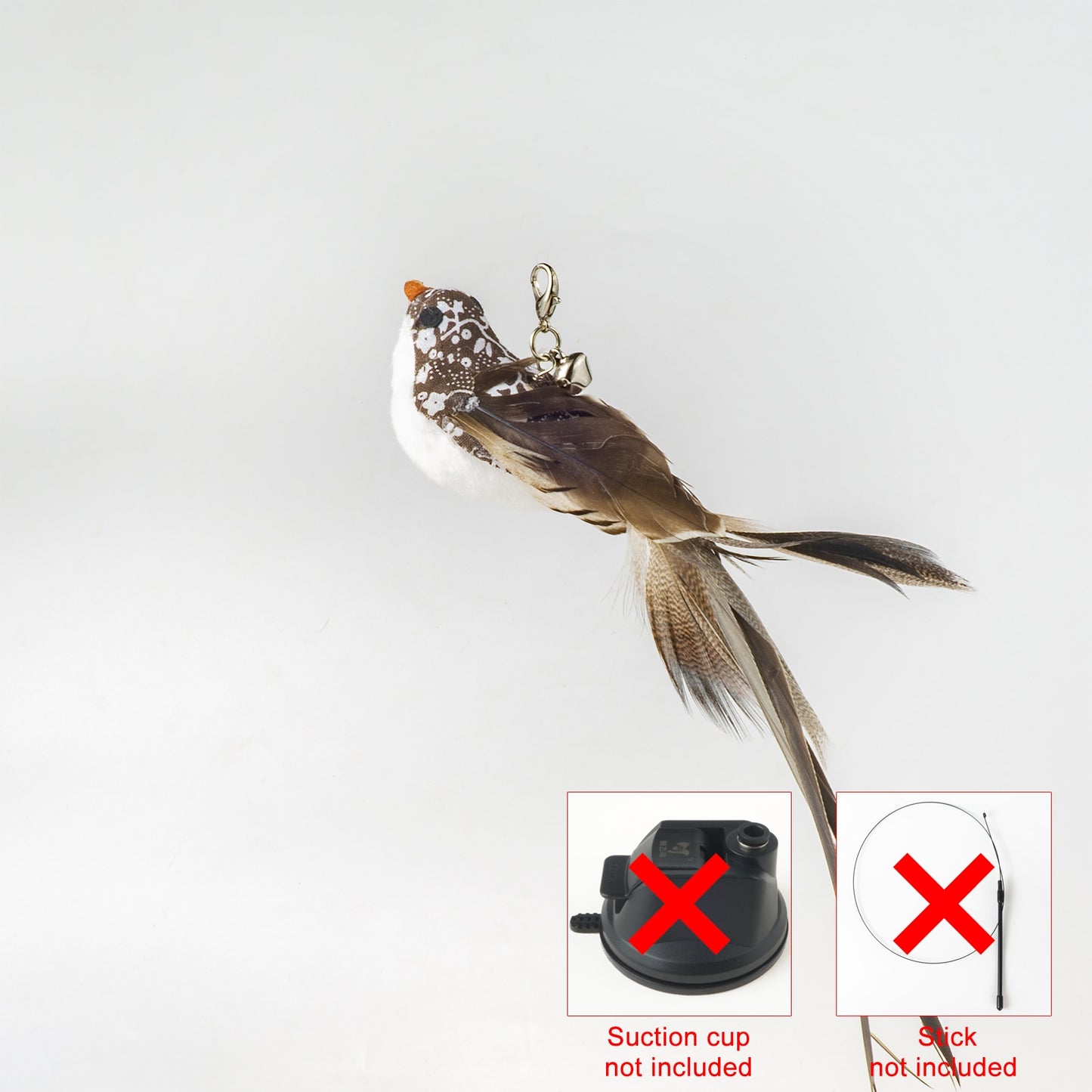 Hand free Bird/Feather Cat Wand with Bell & Powerful Suction Cup