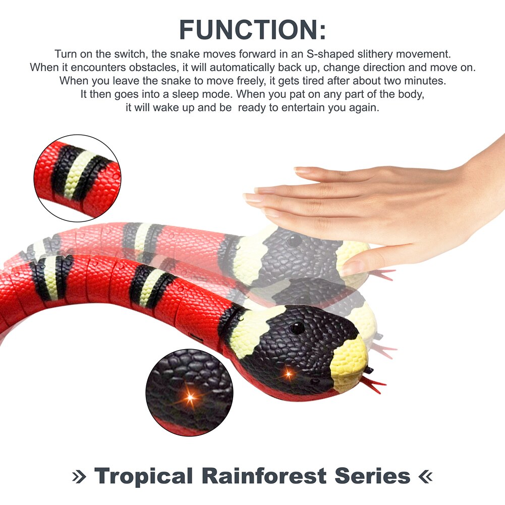 Interactive Snake Cat Toy With Automatic Sensor(Rechargeable)