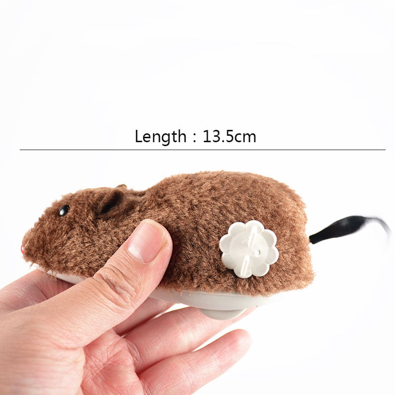 Clockwork Spring Power Plush Mouse Toy For Cats Dogs Kittens & Pups