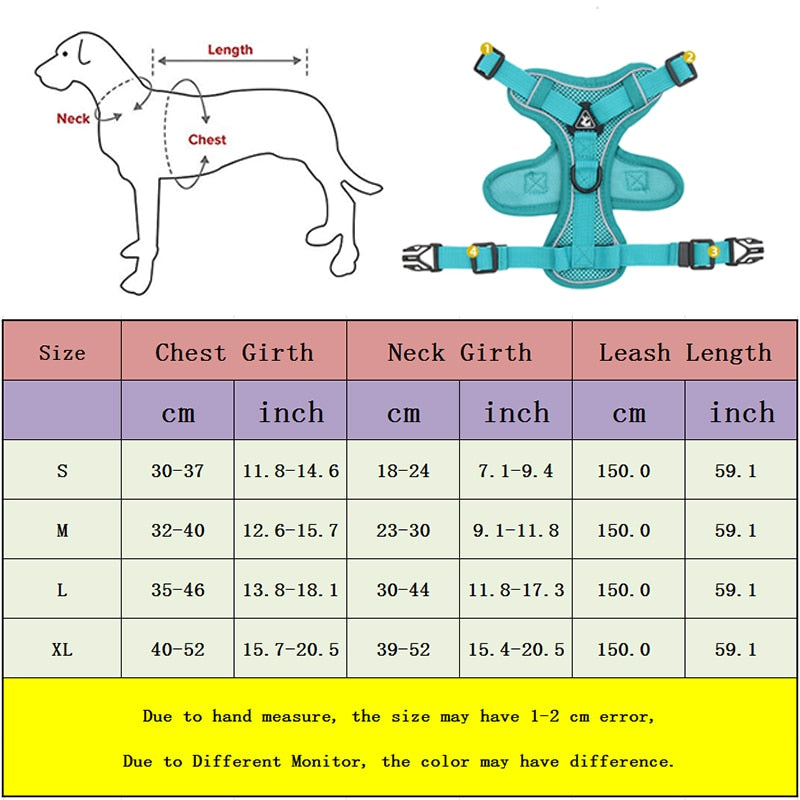 No Pull Dog Harness and Lead Set Adjustable Vest For Small Dogs with Reflective Mesh