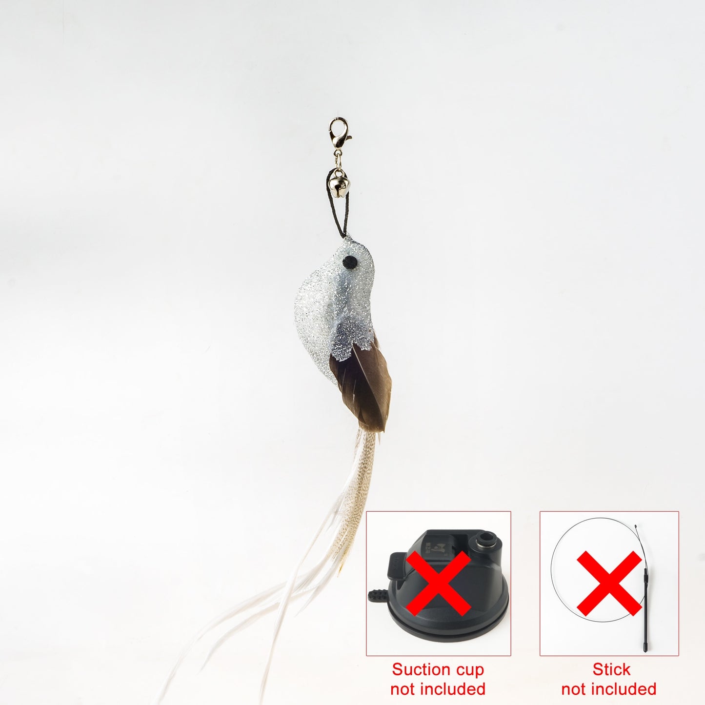 Hand free Bird/Feather Cat Wand with Bell & Powerful Suction Cup