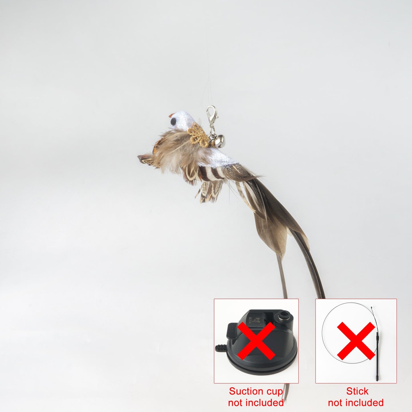 Hand free Bird/Feather Cat Wand with Bell & Powerful Suction Cup