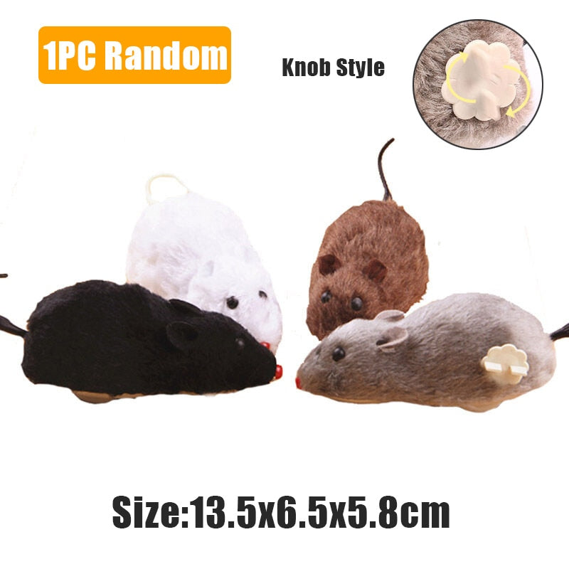 Clockwork Spring Power Plush Mouse Toy For Cats Dogs Kittens & Pups