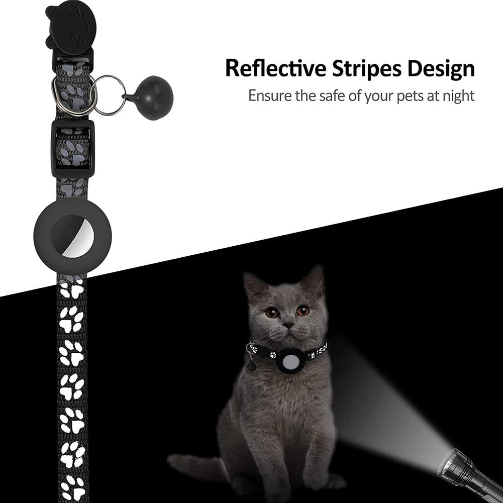 Pet Safety Reflective Collar Adjustable Footprint Print With Bells