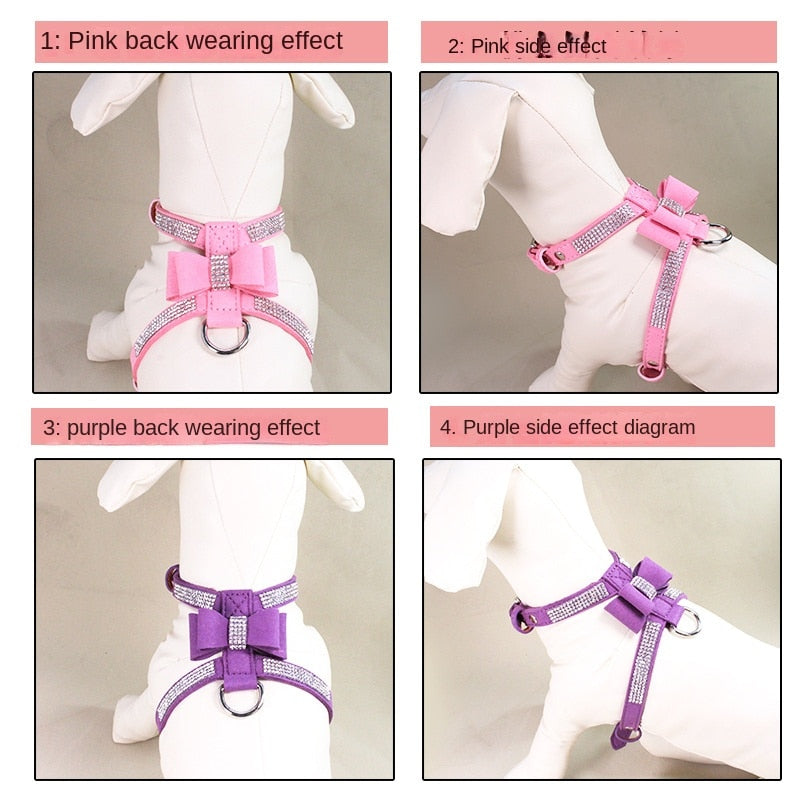 Rhinestone Bow Harness & Leads for Small Dogs & Cats