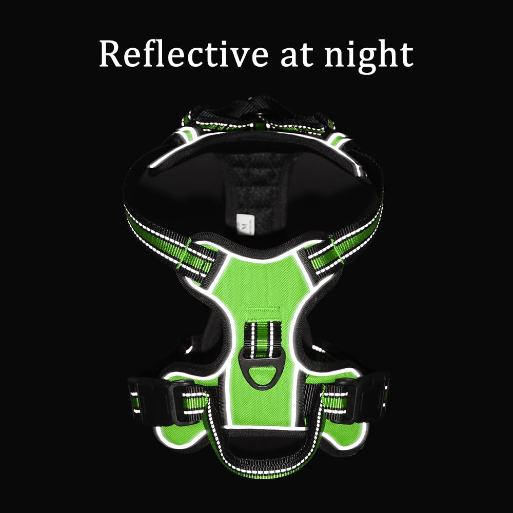 Nylon Adjustable Dog Harness Reflective Soft Breathable No Pull Dog Harness