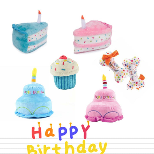 Cute Dogs & Puppies Chew Toys in a Birthday Cake Shape